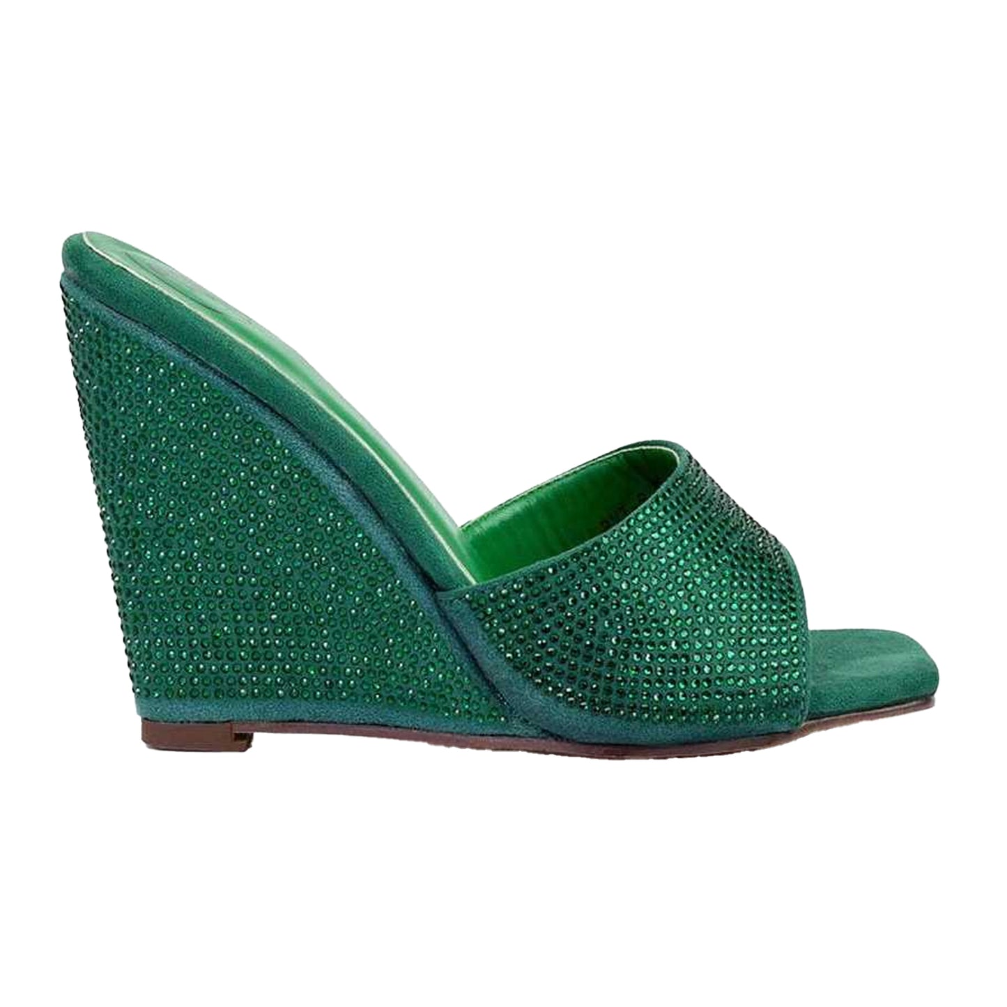 Green - Side - XY London Womens-Ladies Peggie Rhinestone Wedge Mules