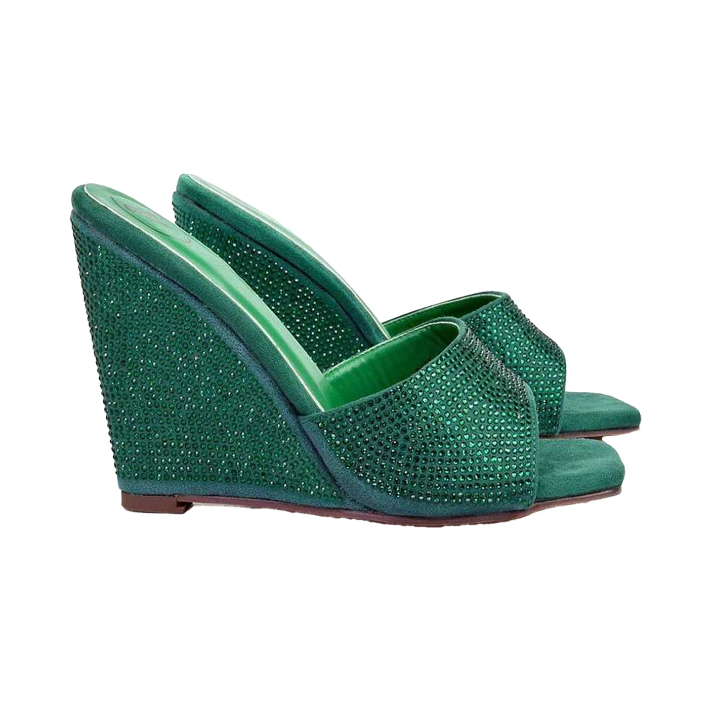 Green - Lifestyle - XY London Womens-Ladies Peggie Rhinestone Wedge Mules