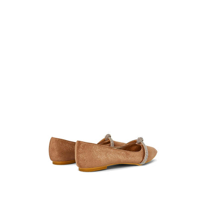 Rose Gold - Side - XY London Womens-Ladies Halley Diamante Bridal Ballet Flats