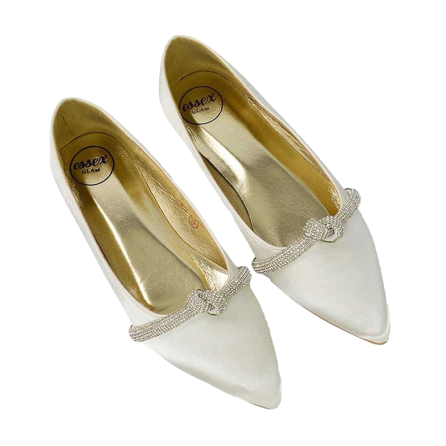 Ivory - Lifestyle - XY London Womens-Ladies Halley Diamante Bridal Ballet Flats