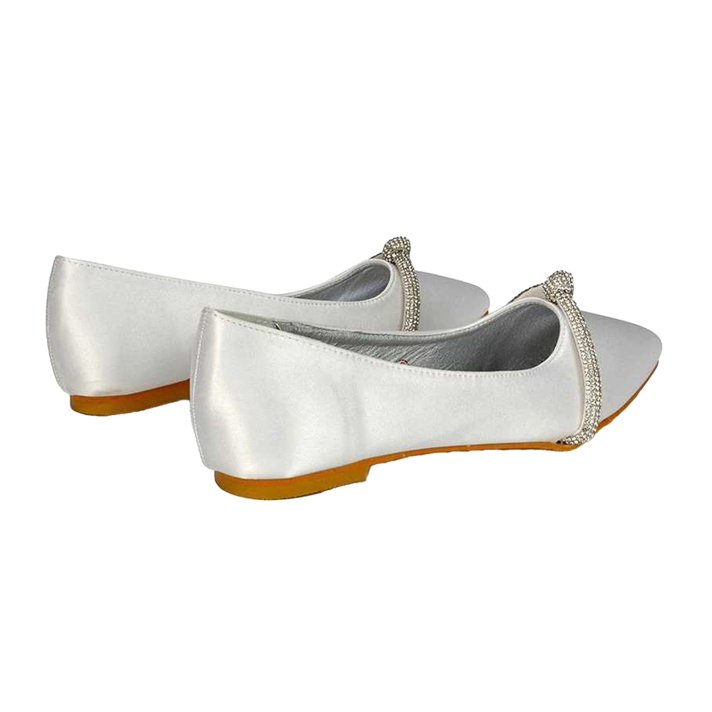 White - Back - XY London Womens-Ladies Halley Diamante Bridal Ballet Flats