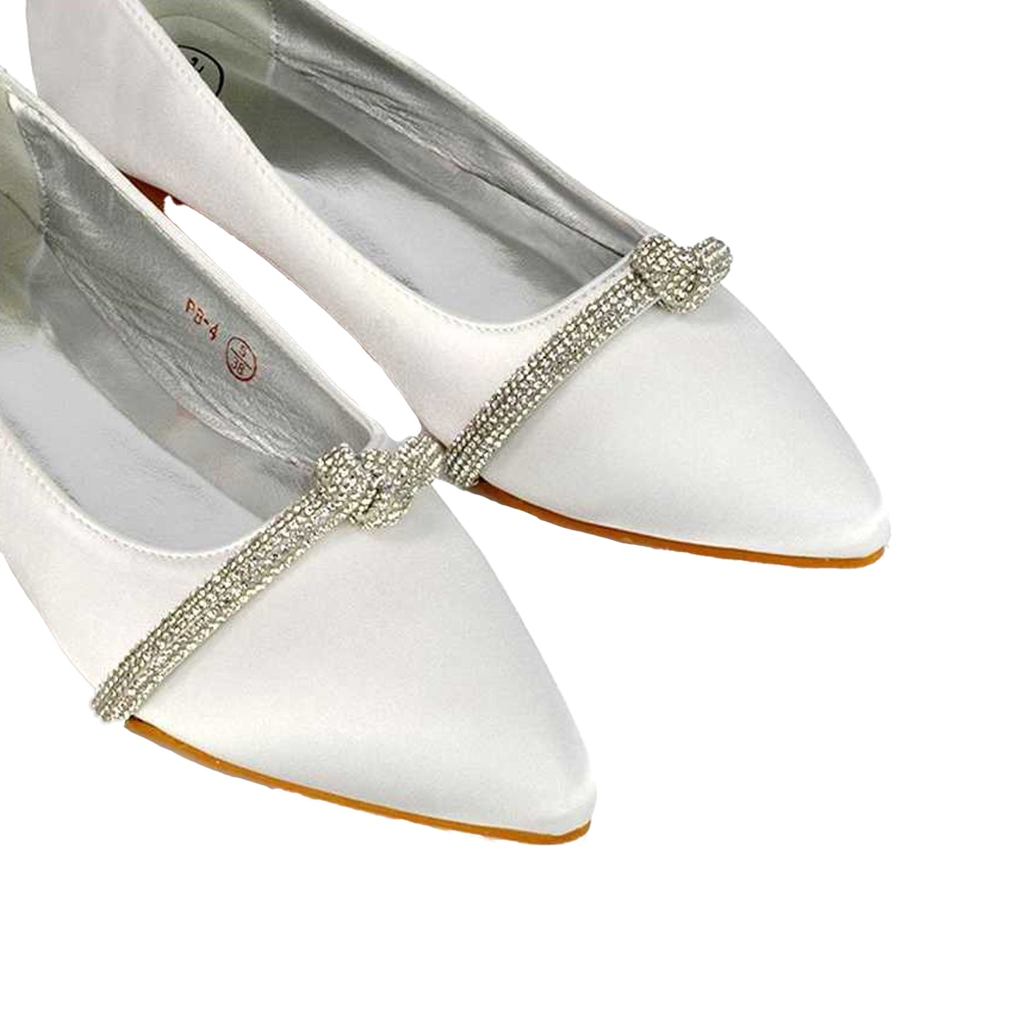 White - Lifestyle - XY London Womens-Ladies Halley Diamante Bridal Ballet Flats