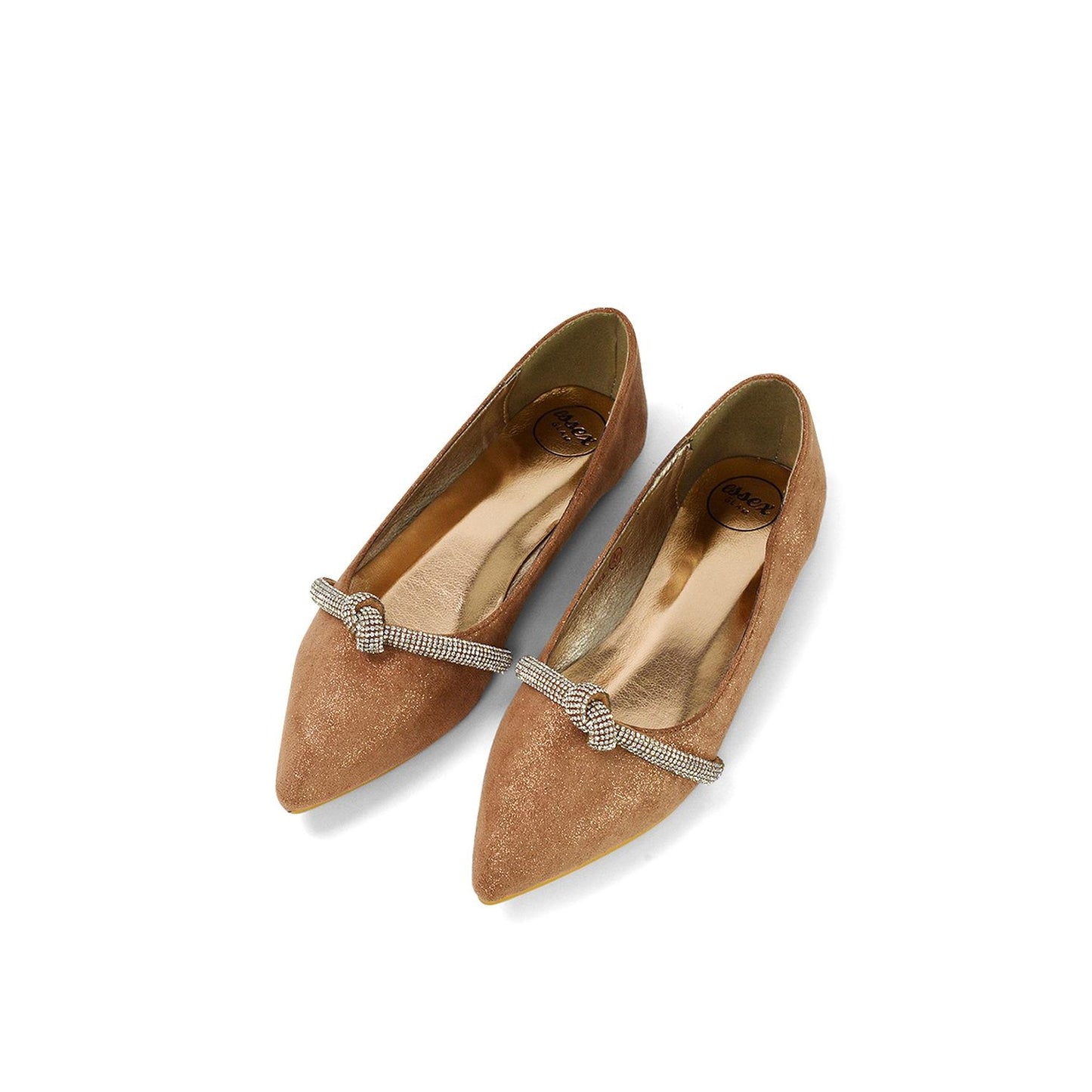 Rose Gold - Front - XY London Womens-Ladies Halley Diamante Bridal Ballet Flats