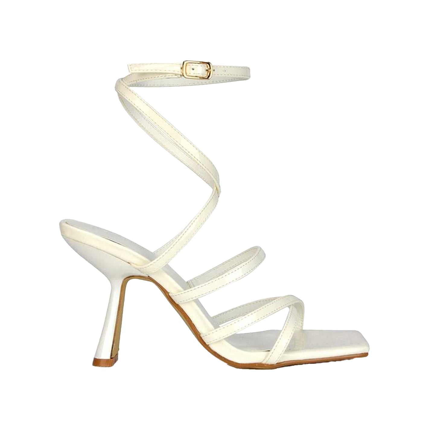 White - Side - XY London Womens-Ladies Donna Strappy High Heels