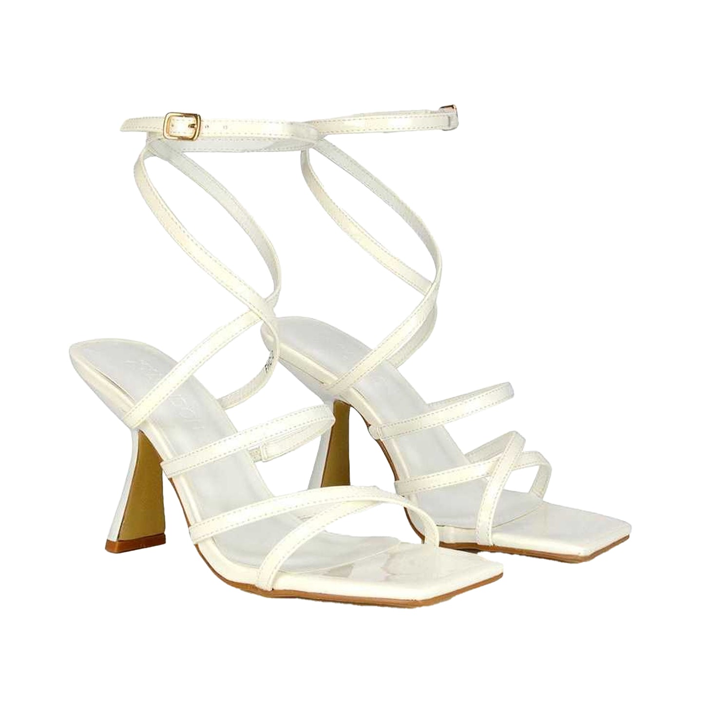 White - Front - XY London Womens-Ladies Donna Strappy High Heels