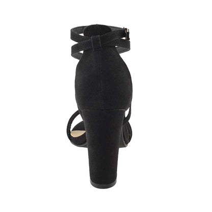Jet Black - Back - XY London Womens-Ladies Briella Strappy High Block Heel Sandals