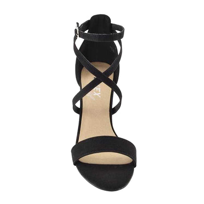 Jet Black - Lifestyle - XY London Womens-Ladies Briella Strappy High Block Heel Sandals