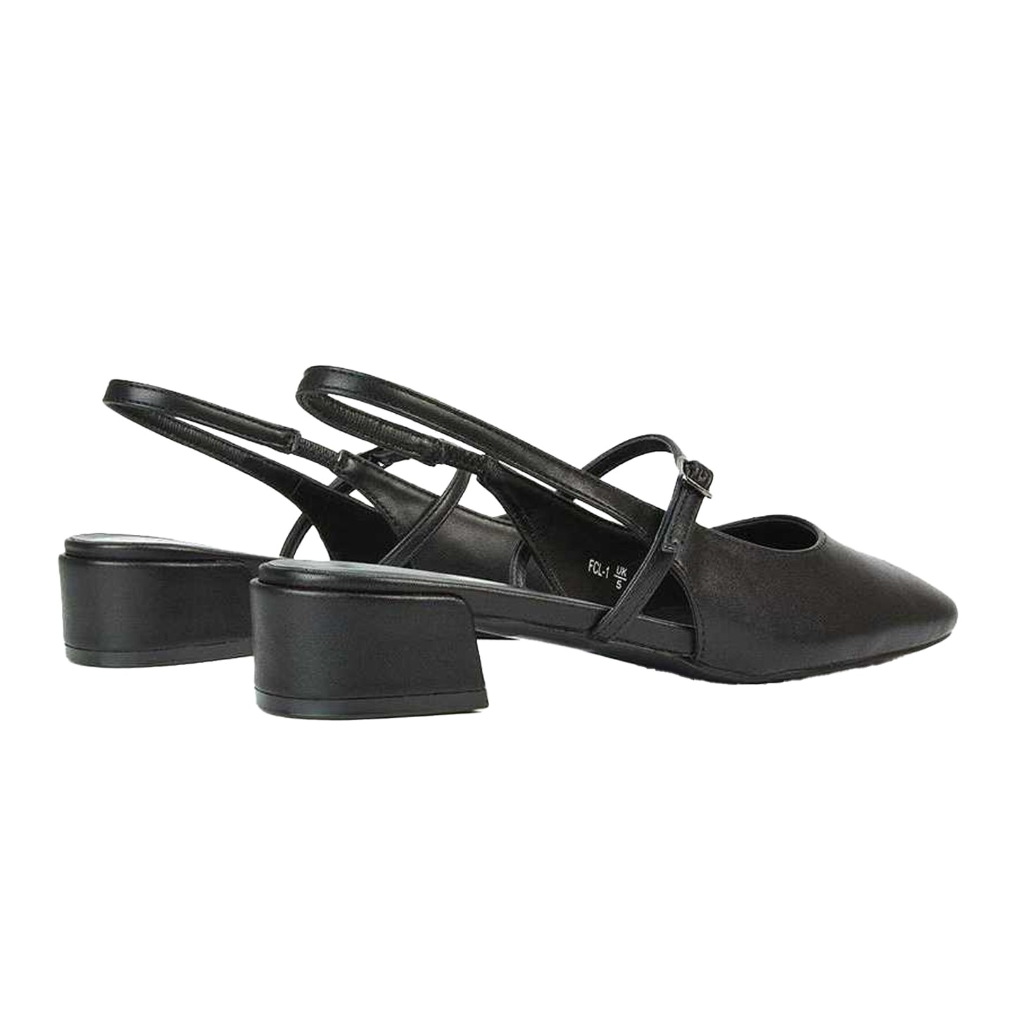 Black - Back - XY London Womens-Ladies Marie Sling Back Court Pumps