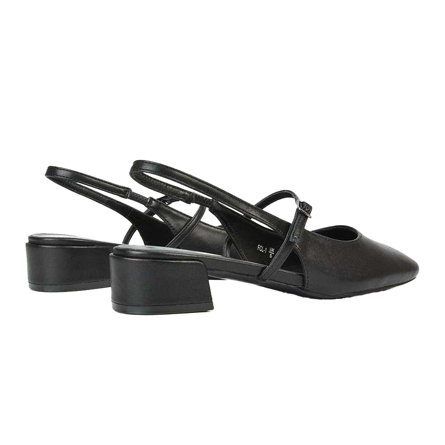 Black - Back - XY London Womens-Ladies Marie Sling Back Court Pumps