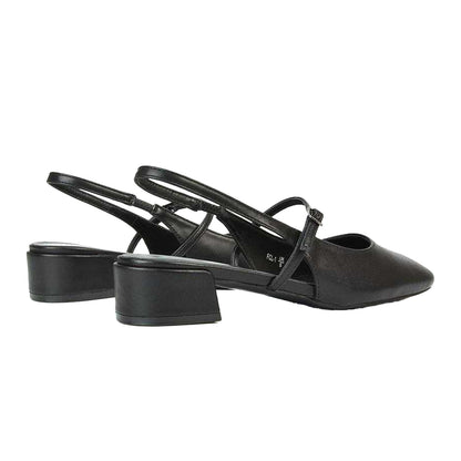 Black - Back - XY London Womens-Ladies Marie Sling Back Court Pumps