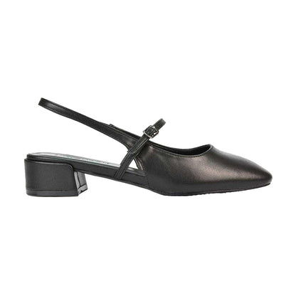 Black - Side - XY London Womens-Ladies Marie Sling Back Court Pumps