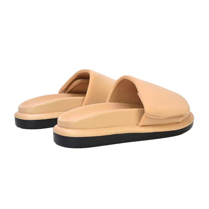 Nude - Back - XY London Womens-Ladies Geri Adjustable Strap Flatform Sliders