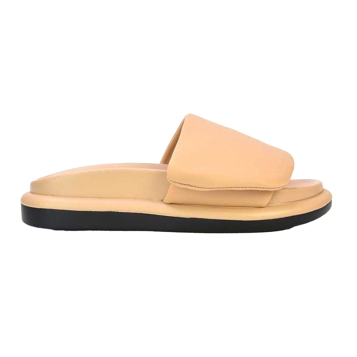 Nude - Side - XY London Womens-Ladies Geri Adjustable Strap Flatform Sliders