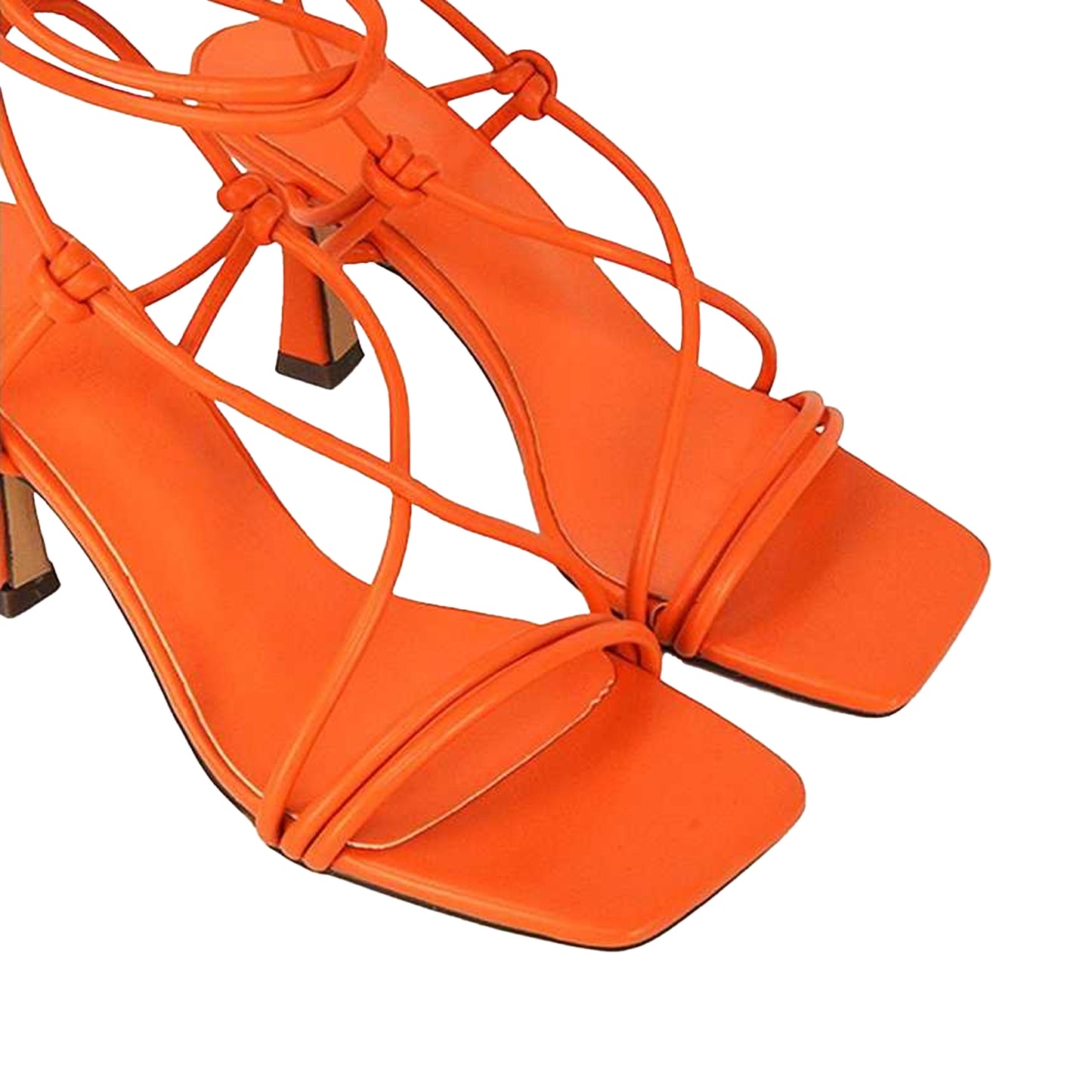 Orange - Lifestyle - XY London Womens-Ladies Callie Lace Up Mid High Heel Sandals