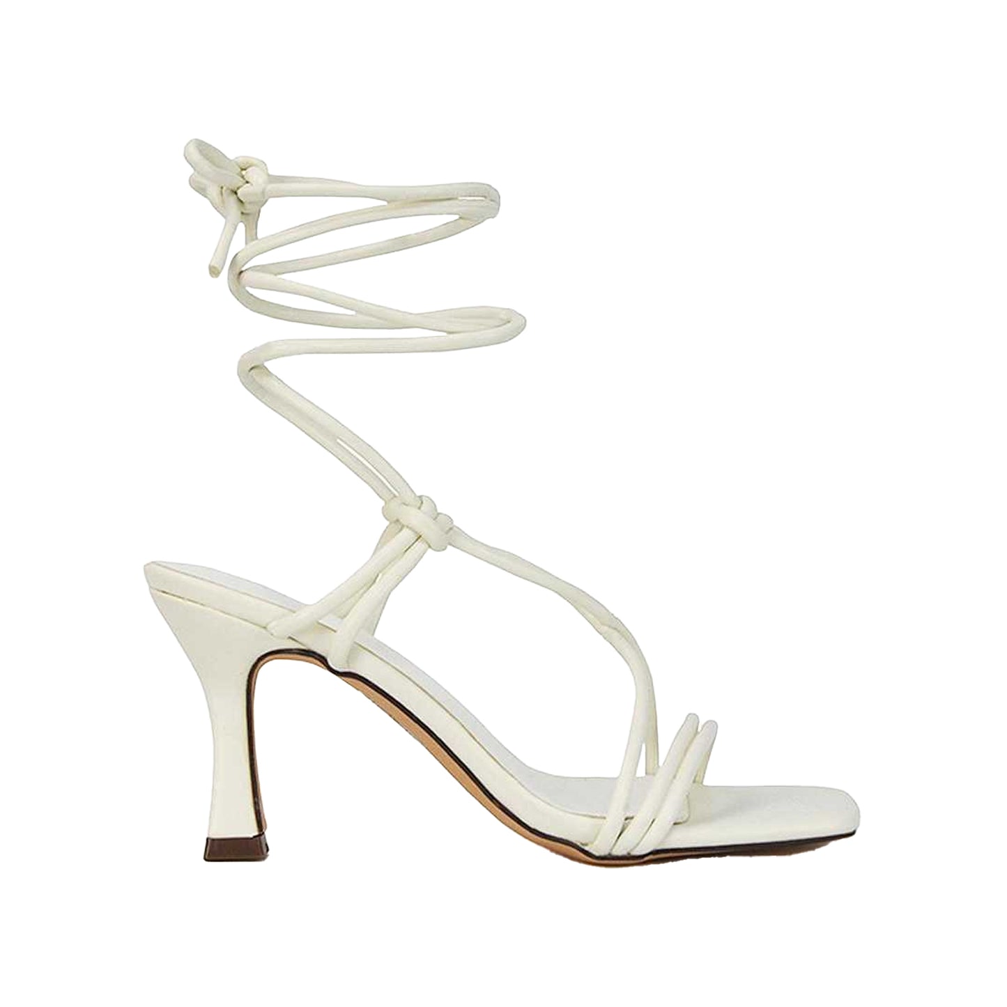 White - Front - XY London Womens-Ladies Callie Lace Up Mid High Heel Sandals