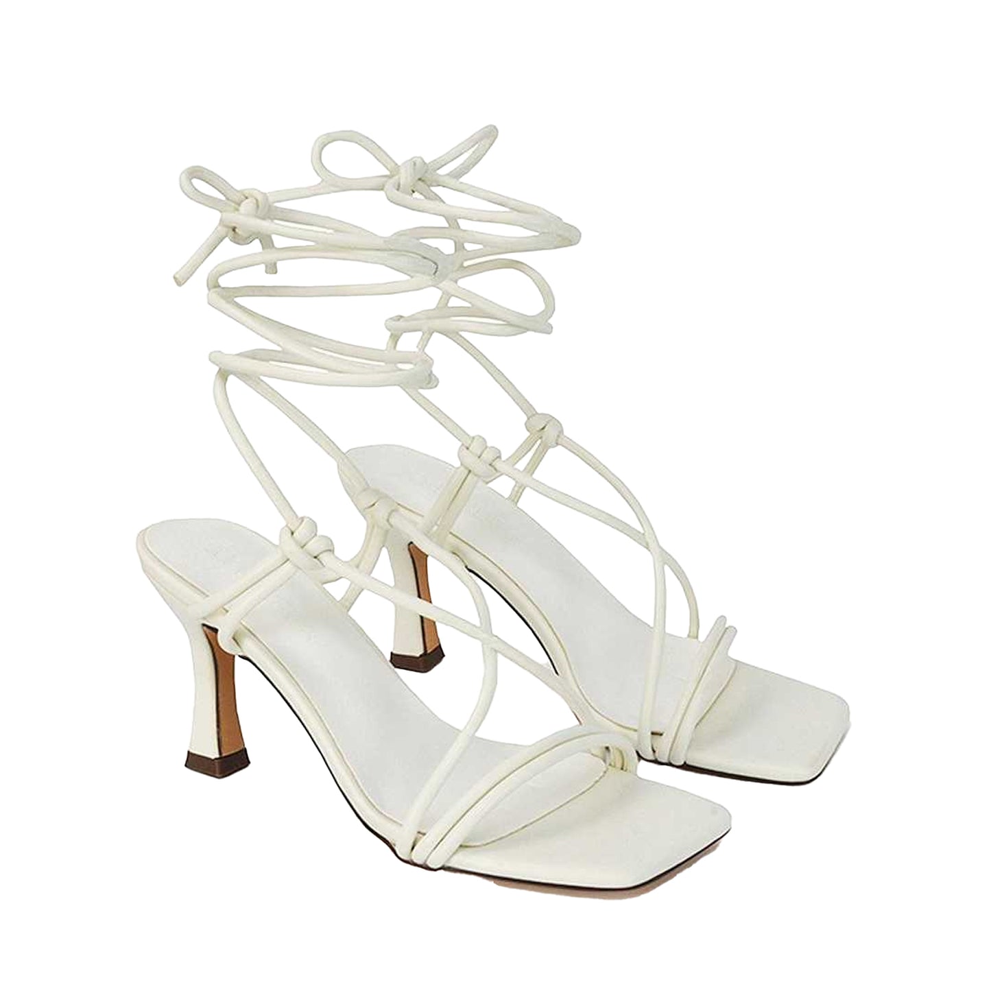 White - Back - XY London Womens-Ladies Callie Lace Up Mid High Heel Sandals