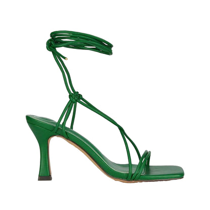 Green - Front - XY London Womens-Ladies Callie Lace Up Mid High Heel Sandals
