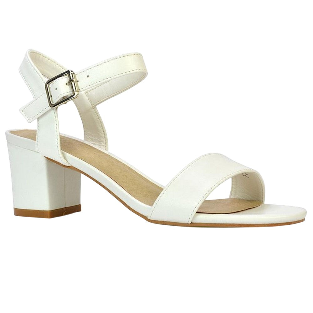 White - Lifestyle - XY London Womens-Ladies Jessica Strappy Medium Block Heel Sandals
