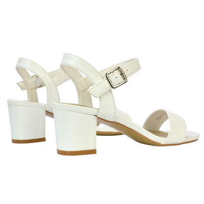 White - Back - XY London Womens-Ladies Jessica Strappy Medium Block Heel Sandals