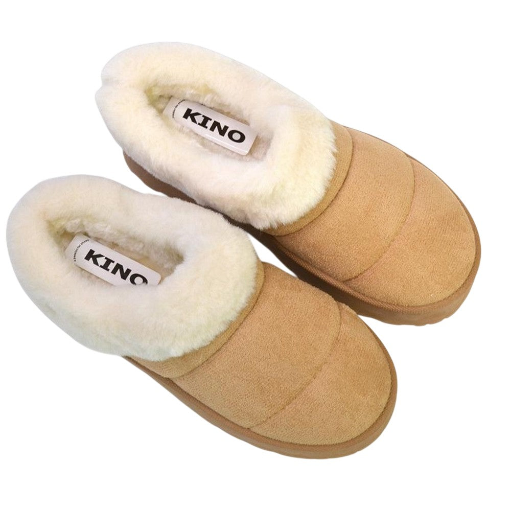 Light Sand - Lifestyle - XY London Womens-Ladies Laylin Faux Fur Platform Slipper Boots