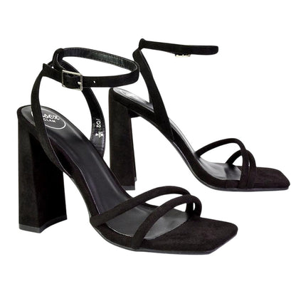 Jet Black - Pack Shot - XY London Womens-Ladies Sorbet Strappy High Block Heel Sandals