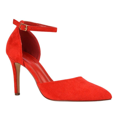 Red - Lifestyle - XY London Womens-Ladies Claire D´Orsay Ankle Strap Stiletto Heel Court Shoes