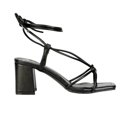 Black - Side - XY London Womens-Ladies Mackenzie Lace Up Block Heel Sandals