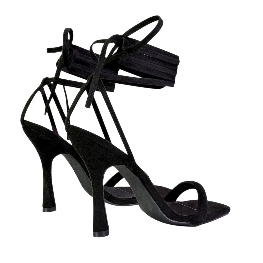 Black - Back - XY London Womens-Ladies Cary Lace Up Strappy Stiletto Heel High Heels