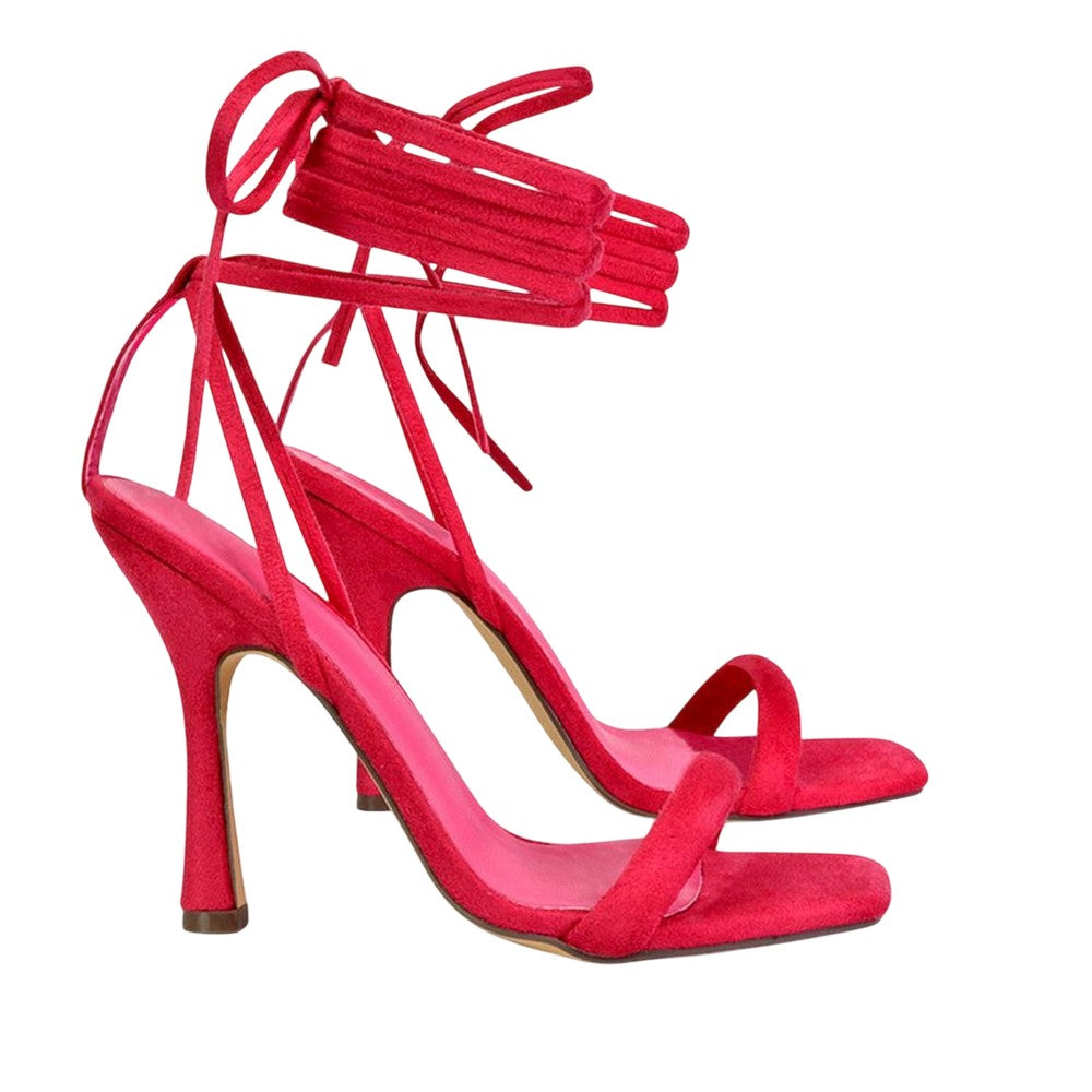 Pink - Lifestyle - XY London Womens-Ladies Cary Lace Up Strappy Stiletto Heel High Heels