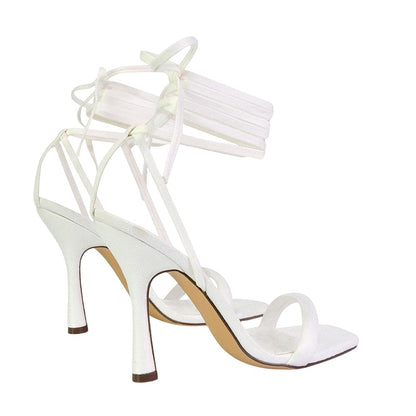 White - Back - XY London Womens-Ladies Cary Lace Up Strappy Stiletto Heel High Heels