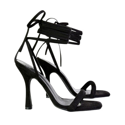 Black - Lifestyle - XY London Womens-Ladies Cary Lace Up Strappy Stiletto Heel High Heels