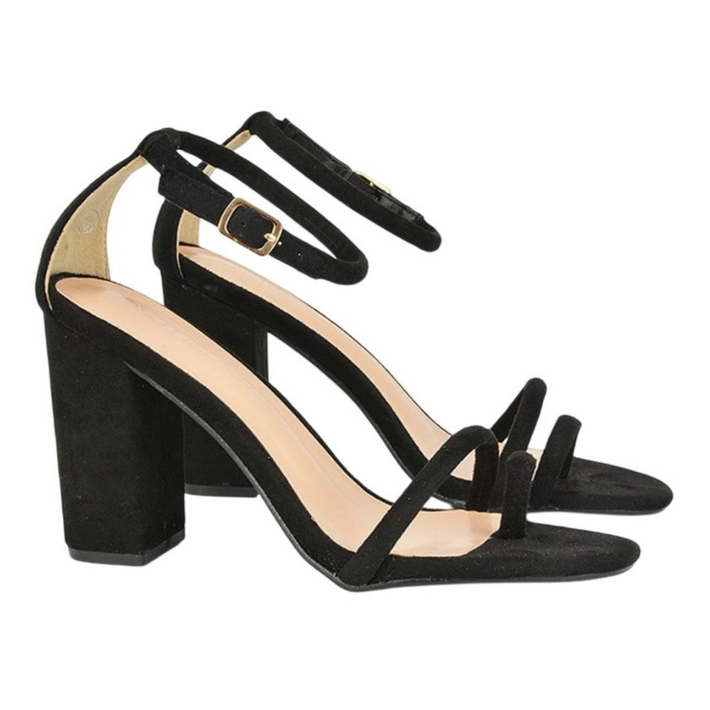 Black - Side - XY London Womens-Ladies Liana Strappy High Block Heel Sandals