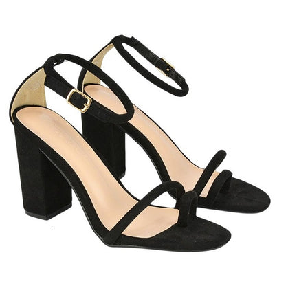 Black - Lifestyle - XY London Womens-Ladies Liana Strappy High Block Heel Sandals