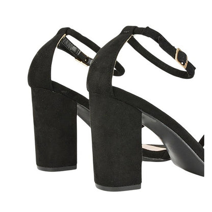 Black - Back - XY London Womens-Ladies Liana Strappy High Block Heel Sandals