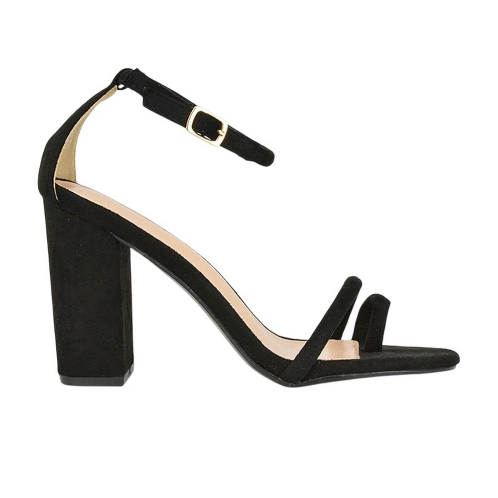 Black - Front - XY London Womens-Ladies Liana Strappy High Block Heel Sandals
