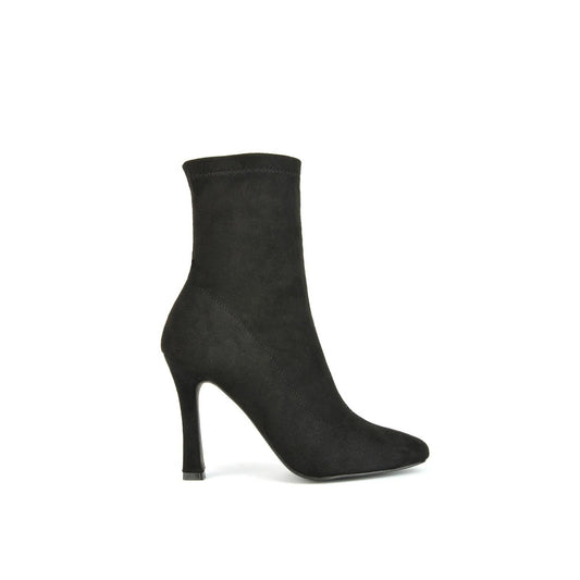 Jet Black - Front - XY London Womens-Ladies Paula Side Zip Stiletto Heel Ankle Boots