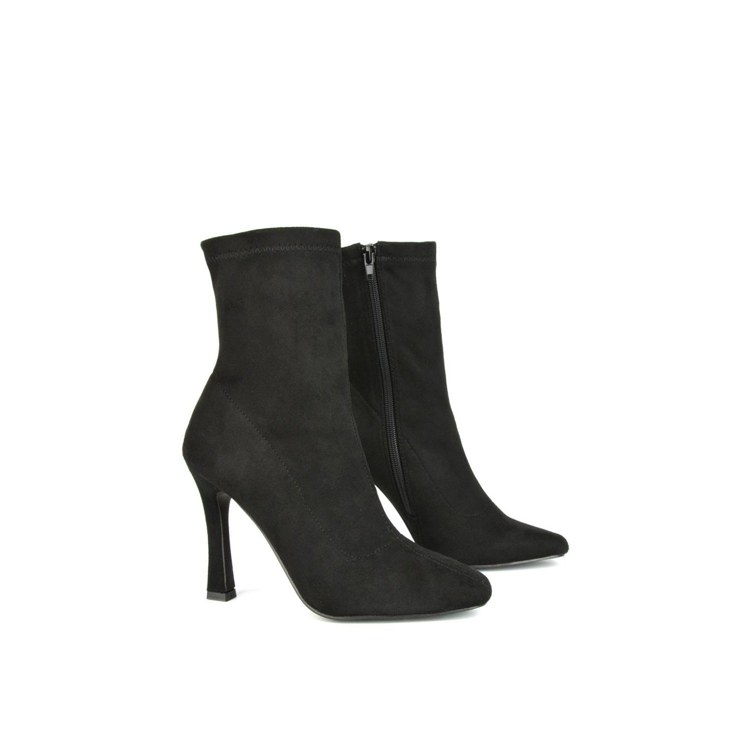 Jet Black - Back - XY London Womens-Ladies Paula Side Zip Stiletto Heel Ankle Boots