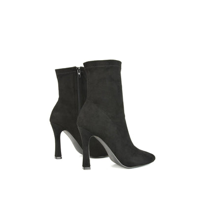 Jet Black - Side - XY London Womens-Ladies Paula Side Zip Stiletto Heel Ankle Boots