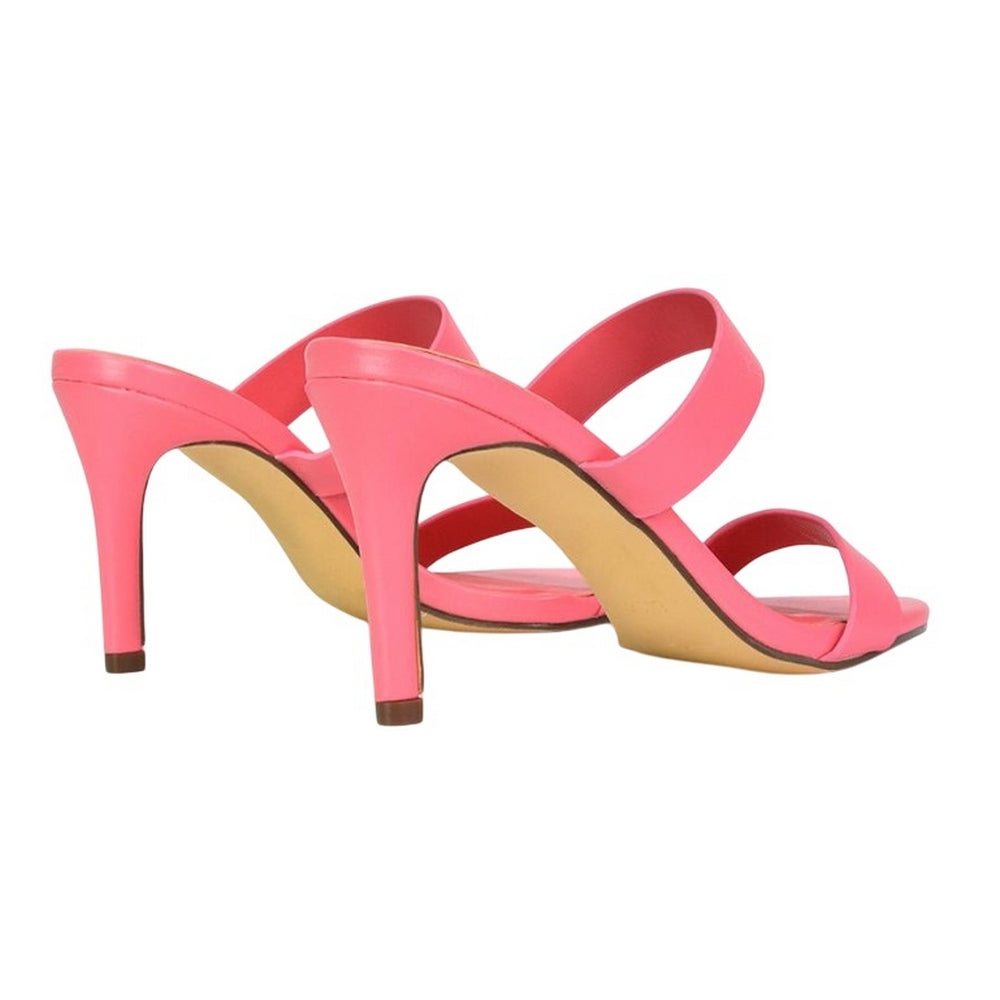 Pink - Back - XY London Womens-Ladies Wolf Double Strap Mule Sandals