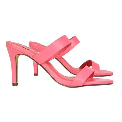 Pink - Side - XY London Womens-Ladies Wolf Double Strap Mule Sandals