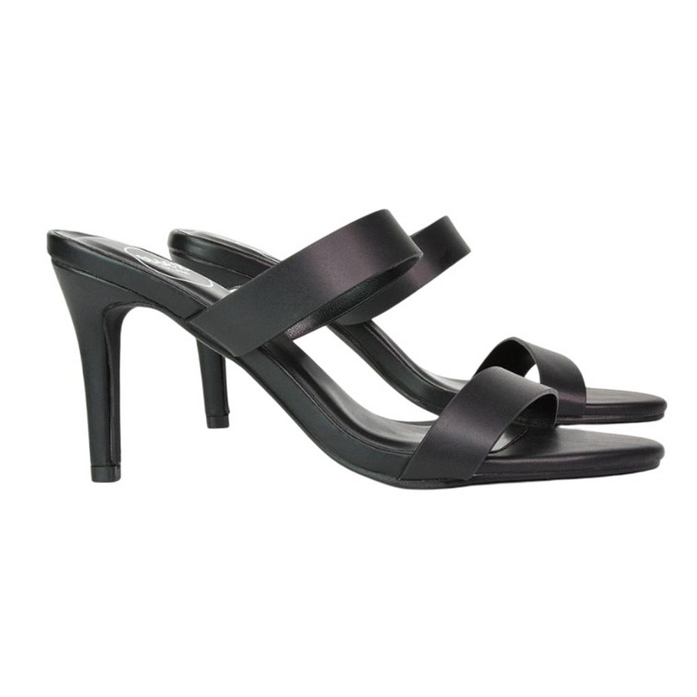 Black - Side - XY London Womens-Ladies Wolf Double Strap Mule Sandals
