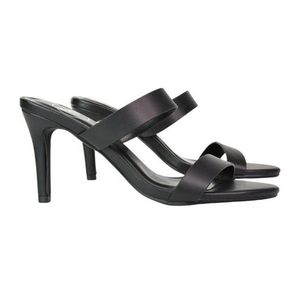 Black - Side - XY London Womens-Ladies Wolf Double Strap Mule Sandals