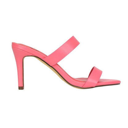 Pink - Front - XY London Womens-Ladies Wolf Double Strap Mule Sandals