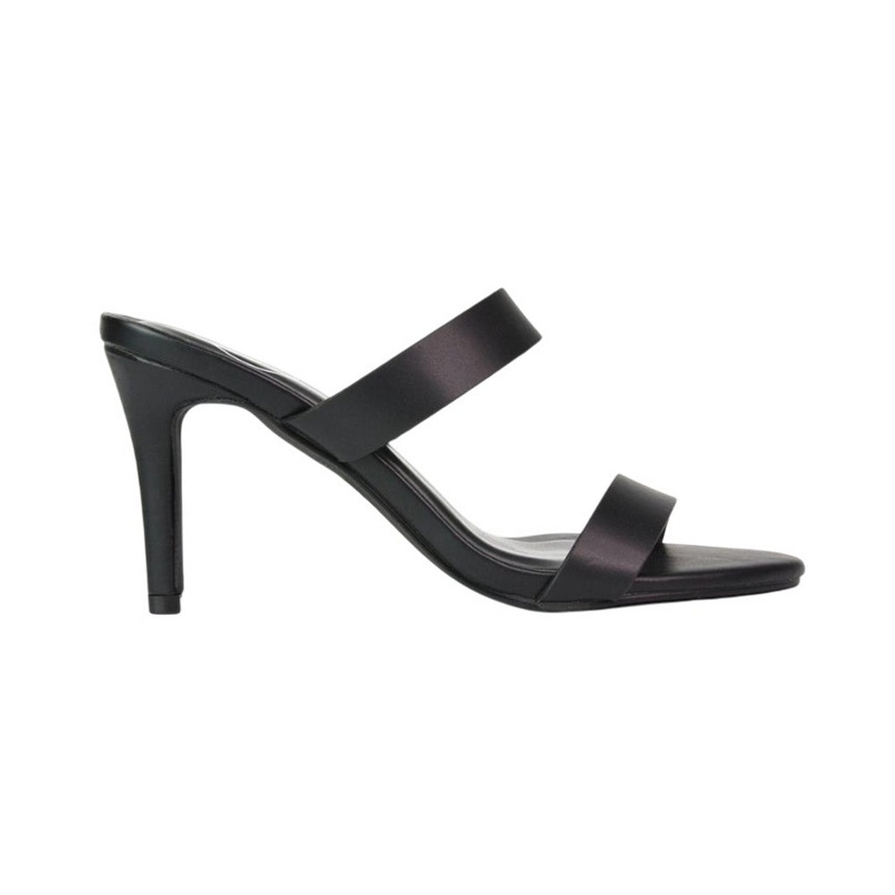 Black - Front - XY London Womens-Ladies Wolf Double Strap Mule Sandals