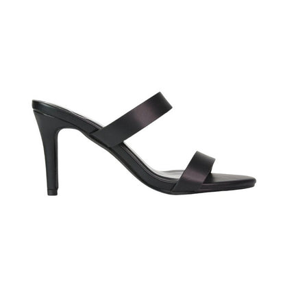 Black - Front - XY London Womens-Ladies Wolf Double Strap Mule Sandals