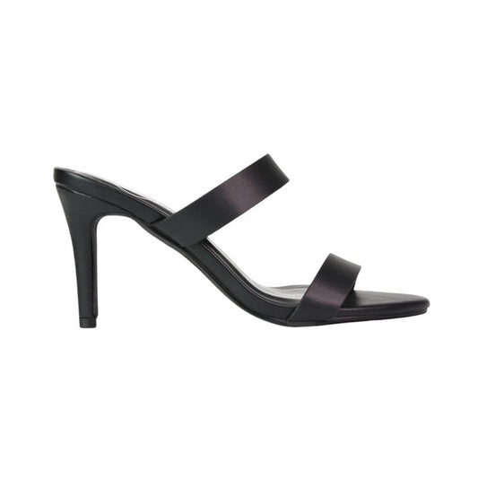 Black - Front - XY London Womens-Ladies Wolf Double Strap Mule Sandals
