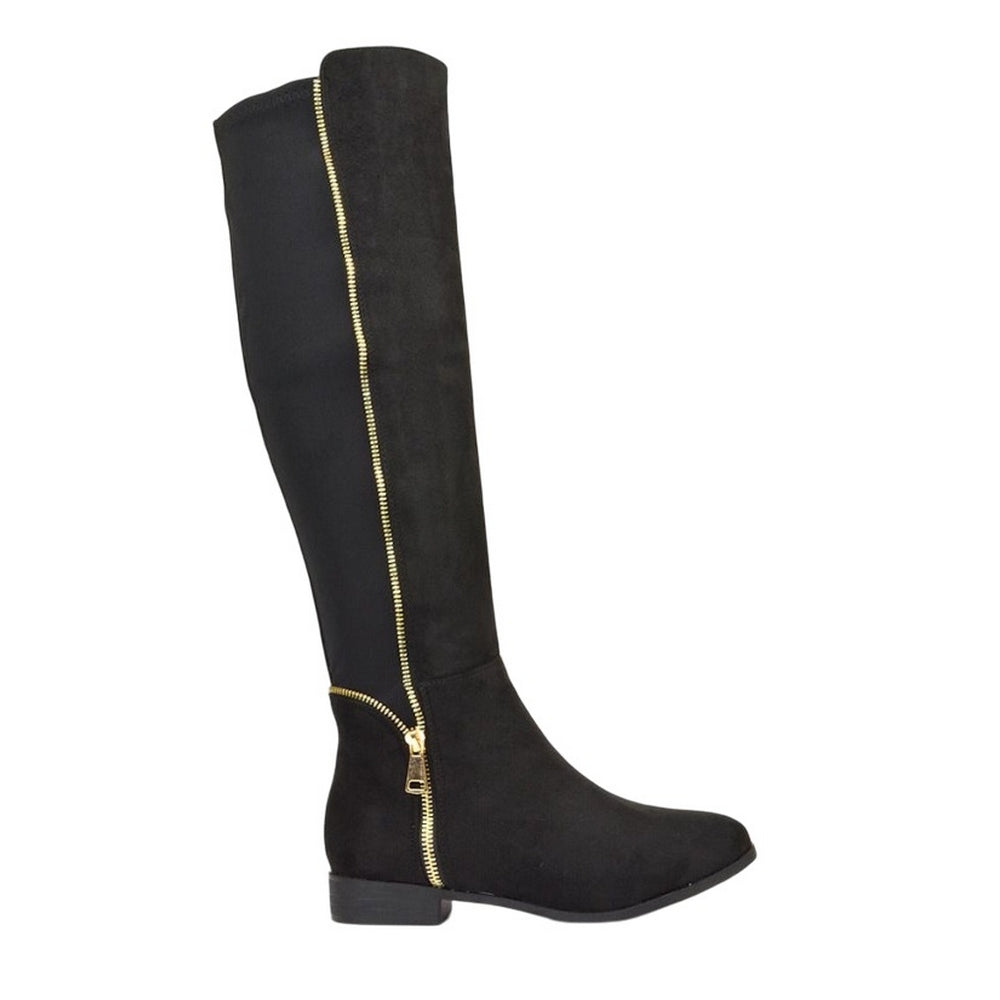 Jet Black - Side - XY London Womens-Ladies Sutton Knee-High Boots