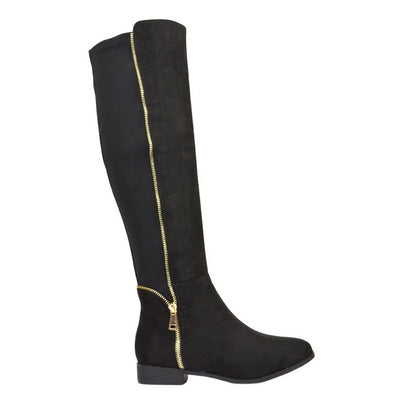 Jet Black - Side - XY London Womens-Ladies Sutton Knee-High Boots