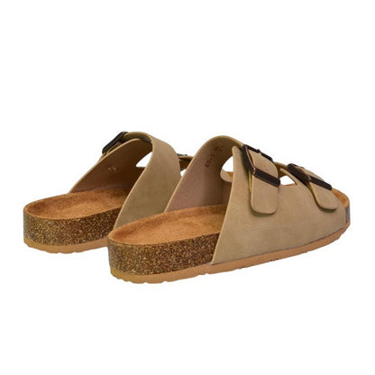 Taupe - Back - XY London Womens-Ladies Star Double Strap Buckle Summer Flat Sandals