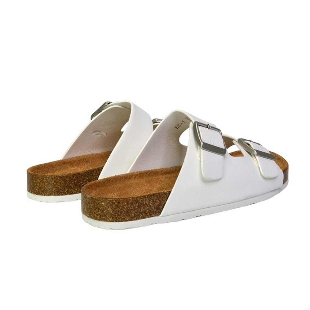 White - Back - XY London Womens-Ladies Star Double Strap Buckle Summer Flat Sandals